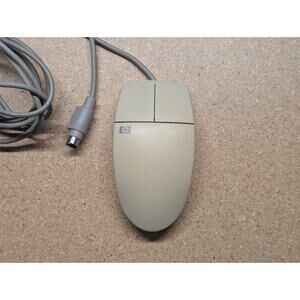 Vtg HP C3751A Beige Wired PS/2 Ball Mouse 2-Button - Tested Works